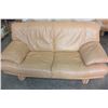 Image 1 : LEATHER LOVESEAT CHAIR AND OTTOMAN