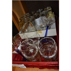 TRAY OF DRINK GLASSES AND TUMBLERS ETC