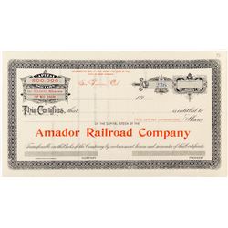 Amador Railroad Company Stock Certificate