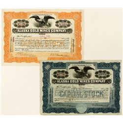 Two Alaska Gold Mines Company Stock Certificates