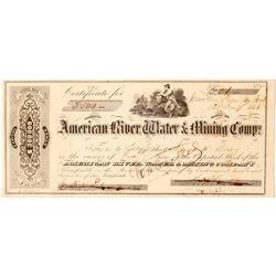 American River Water & Mining Comp. Stock Certificate