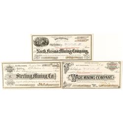 Three Mining Stock Certificates