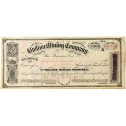 Bullion Mining Co. Stock Certificate