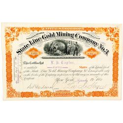 State Line Gold Mining Co. No. 3 stock certificate