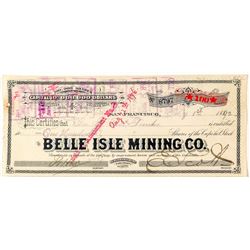Belle Isle Mining Co. Stock Certificate