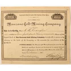 Manzano Gold Mining Company Stock Certificate
