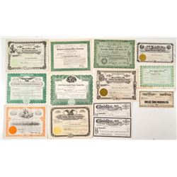 Thirteen Mining Stock Certificates