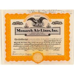 Monarch Air Lines Stock Certificate