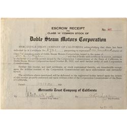 Doble Steam Motors Escrow Receipt
