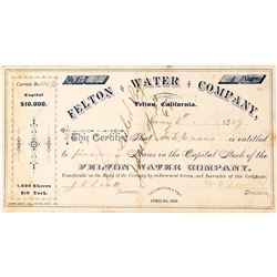 Felton Water Company Stock Certificate