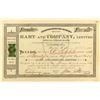Image 1 : Hart & Company Stock Certificate with Hawaiian Revenue Stamp (Candy & Ice Cream)