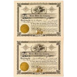 Homer Motor Car Company Stock Certificates