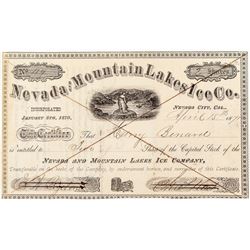 Nevada and Mountain Lakes Ice Co. Stock Certificate