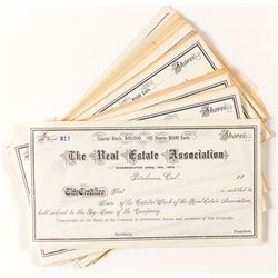 Unissued stock certificates from The Real Estate Association