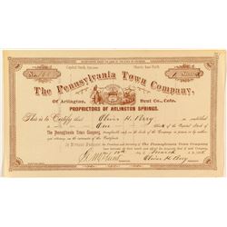 The Pennsylvania Town Company Stock Certificate