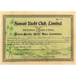 Hawaii Yacht Club Certificate