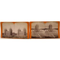 Stereoviews of Mormon Church Interior & Exterior