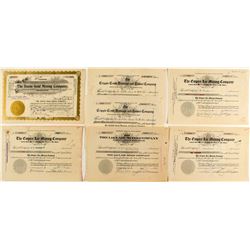 Seven Cripple Creek Mining Stock Certificates