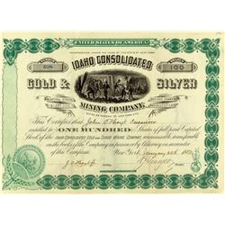 Idaho Consolidated Gold & Silver Mining Company Stock Certificate