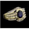 Image 1 : 14KT Yellow Gold 1.00ct Sapphire and Diamond Ring