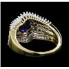 Image 3 : 14KT Yellow Gold 1.00ct Sapphire and Diamond Ring