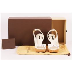 Authentic Louis Vuitton White Multicolor Monogram High Heels