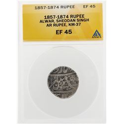 1857-1874 Rupee Alwar Sheodan Singh AR KM-37 Coin ANACS EF45
