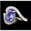 Image 1 : 14KT White Gold 3.17ct Tanzanite and Diamond Ring