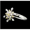 Image 2 : 18KT White Gold 0.56ctw Yellow and White Diamond Ring