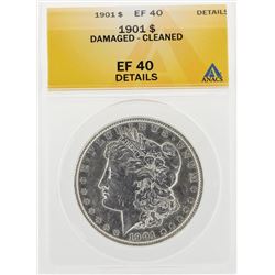 1901 $1 Morgan Silver Dollar Coin Damaged Cleaned ANACS EF40 Details