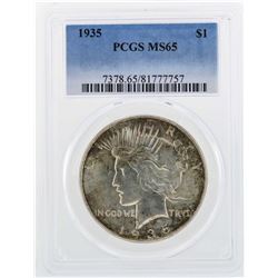 1935 $1 Peace Silver Dollar Coin PCGS MS65