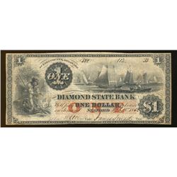 1866 $1 Diamond State Bank Seaford Delaware Obsolete Note