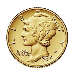 2016-W Mercury Dime Gold Centennial Commemorative Coin with Box/Coa