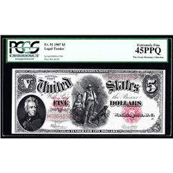 1907 $5 Legal Tender Woodchopper Note PCGS Extremely Fine 45PPQ