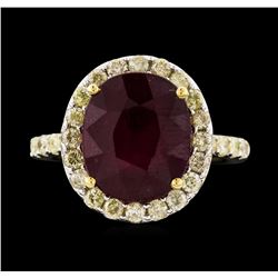 14KT Yellow Gold 8.53ct Ruby and Diamond Ring