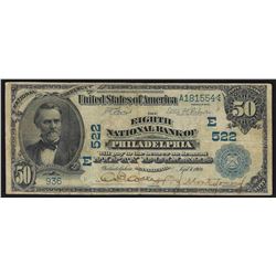 1902 $50 The Eighth National Bank of Philadelphia Bank Note