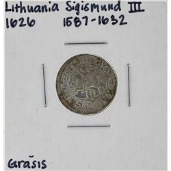 1626 Lithuania Sigismund III Grasus Silver Coin