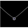 Image 1 : 14KT White Gold 0.10ct Sapphire and Diamond Pendant with Chain