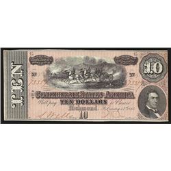 1864 $10 The Confederate States of America Note