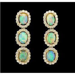 14KT Yellow Gold 4.72ctw Opal and Diamond Earrings