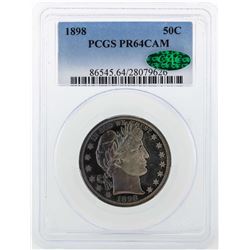 1898 Barber Half Dollar Coin PCGS PR64CAM CAC