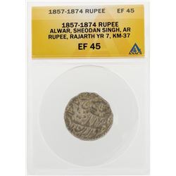 1857-1874 Rupee Alwar Sheodan Singh AR KM-37 Coin ANACS EF45