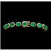 Image 3 : 14KT Yellow Gold 20.25ctw Emerald and Diamond Bracelet