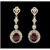 Image 1 : 14KT Yellow Gold 7.30ctw Ruby and Diamond Earrings