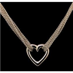 Sterling Silver Heart Shape Multi-Chain Necklace