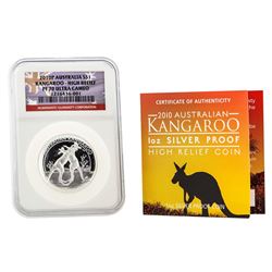 2010P $1 Australia Kangaroo High Relief Silver Coin NGC PF70 Ultra Cameo