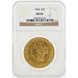 1904 $20 Liberty Head Double Eagle Gold Coin NGC MS64