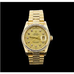 Mens 18KT Yellow Gold Rolex 1.65ctw Diamond DayDate Watch