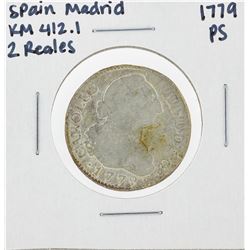 1779 PS Spain Madrid 2 Reales Silver Coin KM 412.1