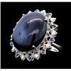 Image 2 : 14KT White Gold 44.70ct Star Sapphire and Diamond Ring